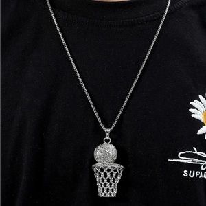 Rhinestone Basketball Necklace